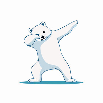 Cartoon polar bear doing the dab dance move
