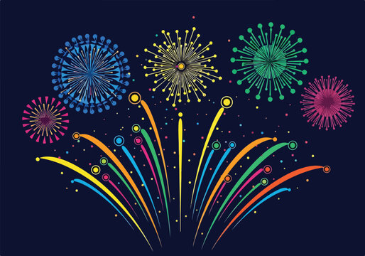 Colorful fireworks exploding in the night sky