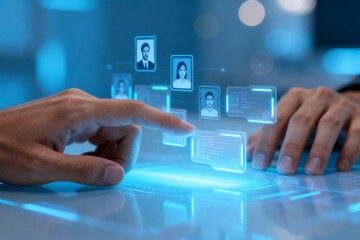 Fototapeta premium Futuristic biometric data management interface