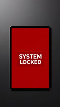Tablet Displaying System Locked Screen Indicating Corporate Restructuring and Major Economic Downturn Job Cuts Concept