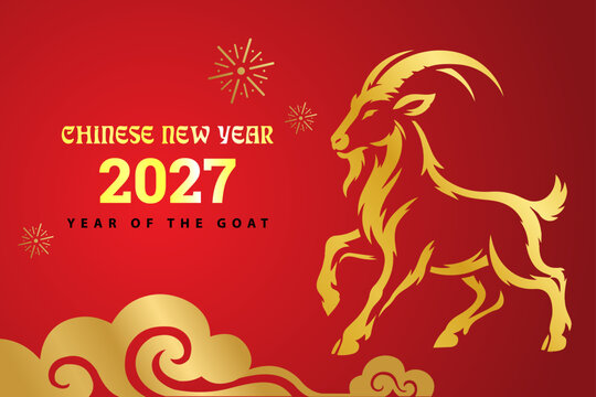 year of the goat zodiac 2027 happy chinese new year lunar china modern logo vector design