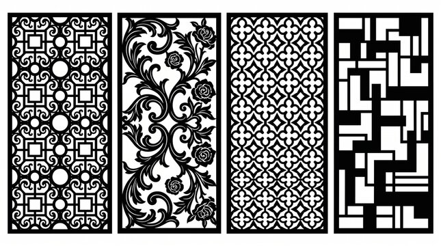 Laser Cut Panels Vector Decorative Screen Patterns for CNC Room Dividers Wall Art Stencil Designs