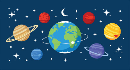 Colorful illustration of planets and stars © Gani
