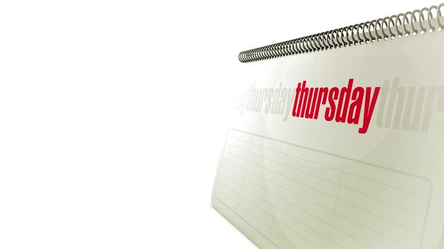 Animated Weekly Calendar Pages Flipping with Days of the Week