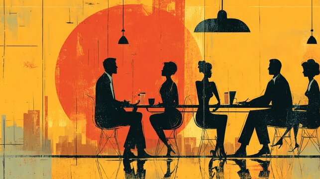 Business Meeting with Diverse Professionals in Modern Office.