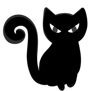 Cute Black Cat with Spooky Eyes Halloween Graphic