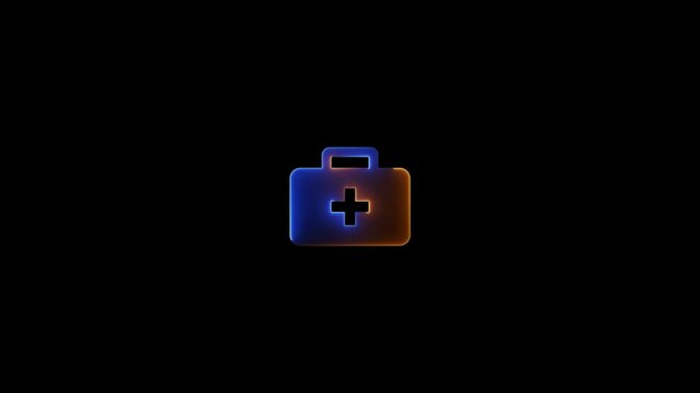 First aid kit medical box icon video animation. Healthcare and emergency symbols motion animation. 3D rendering of first aid medical box