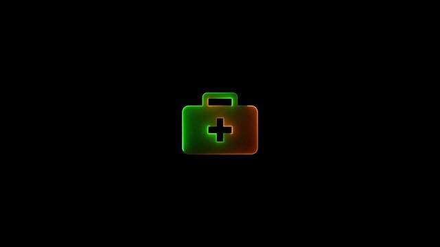 First aid kit medical box icon video animation. Healthcare and emergency symbols motion animation. 3D rendering of first aid medical box