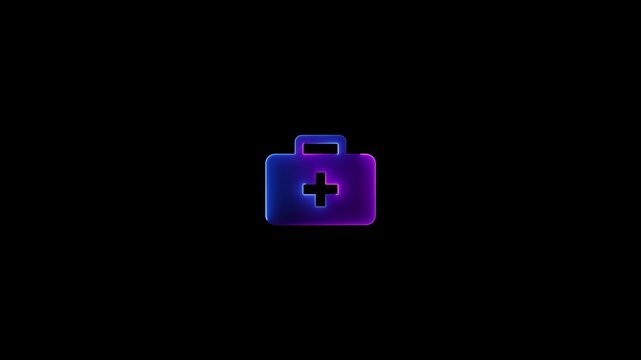 First aid kit medical box icon video animation. Healthcare and emergency symbols motion animation. 3D rendering of first aid medical box