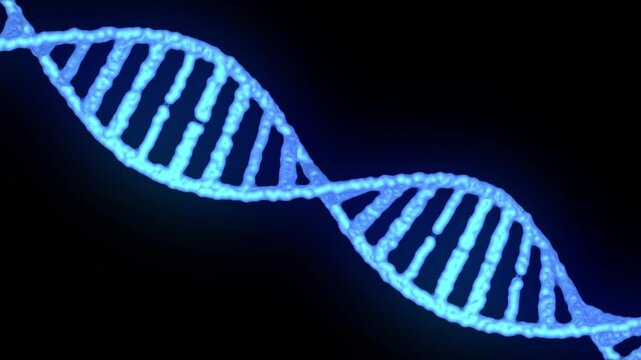 Neon glowing 3d DNA icon 4k video animation. Dna double helix structure. Glowing Deoxyribonucleic Acid icon animation. 3D Genetic icon motion animation. Genome biology spiral chromosome sign.