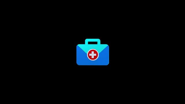 First aid kit medical box icon video animation. Healthcare and emergency symbols motion animation. 3D rendering of first aid medical box