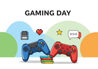 Colorful gaming controllers and accessories © Franky
