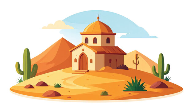 Small desert church with dome.