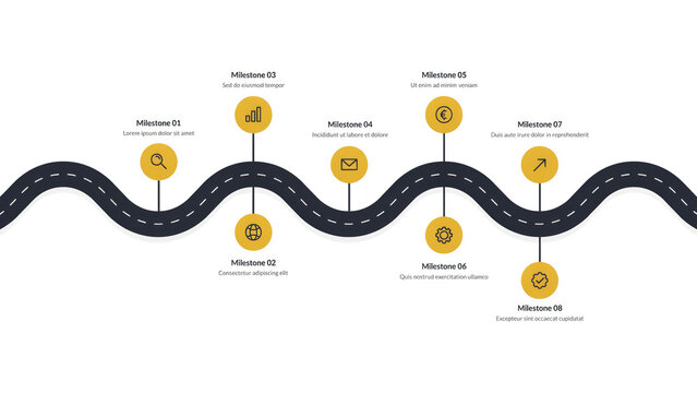 Infographic template, Microsoft Visio icons, workflow diagram, business process chart