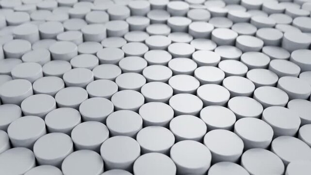 Abstract white cylinder pattern with a central depression