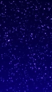 night sky shiny twinkle stars glittering and glowing animation, starry space science and new year and christmas stream, vertical social media motion background