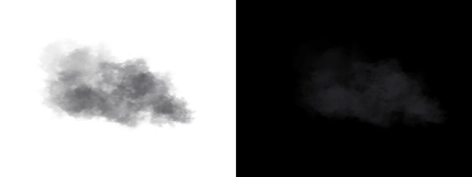 Realistic gray smoke cloud effect isolated on light and dark backgrounds. Soft drifting vapor texture creates atmospheric depth and cinematic visual appeal. High resolution overlay.