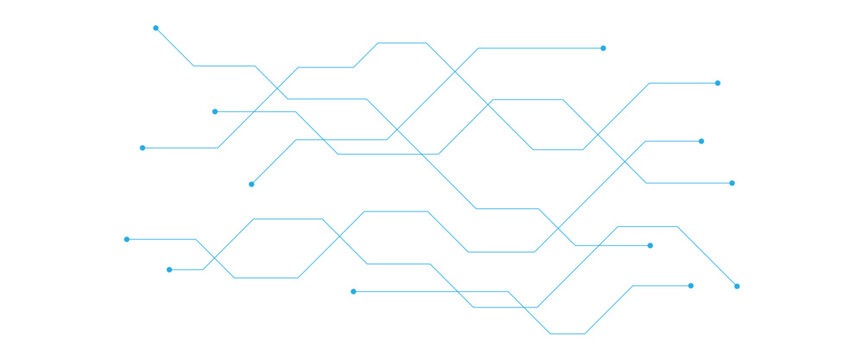 Abstract white blue digital technology futuristic circuit board background design. Technology dots lines connect network background.