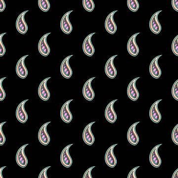 Mughal paisley all over repeat pattern with dark color background