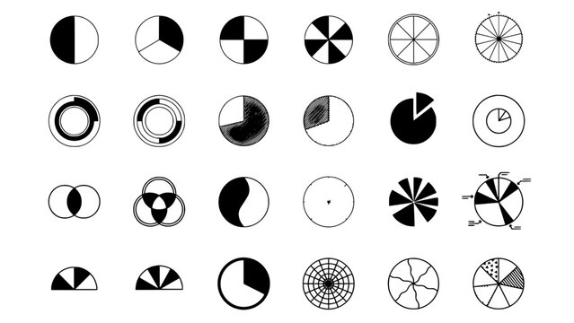 Pie Charts and Circular Diagrams Showcasing Various Data Visualizations and Design Styles Featuring Chart, Diagram, Visualization