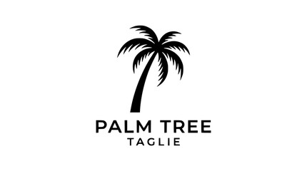 Obraz premium Black palm tree logo design with text on white background