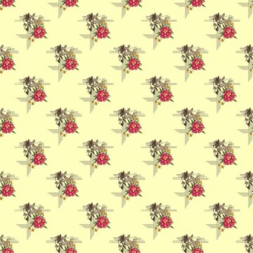  Small mughal buti all over pattern with light beige background