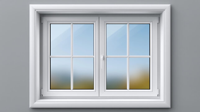 Classic french window frame white frame interior view double pane glass panel wall opening home interior architectural detail daylight view