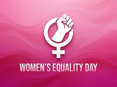 Empowering women equality day design with raised fist and female symbol illustration