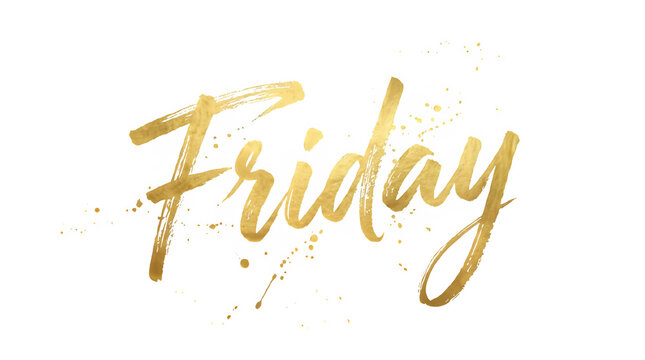 Gold friday lettering isolated on transparent background
