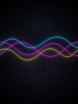 Neon Waves on Dark Background