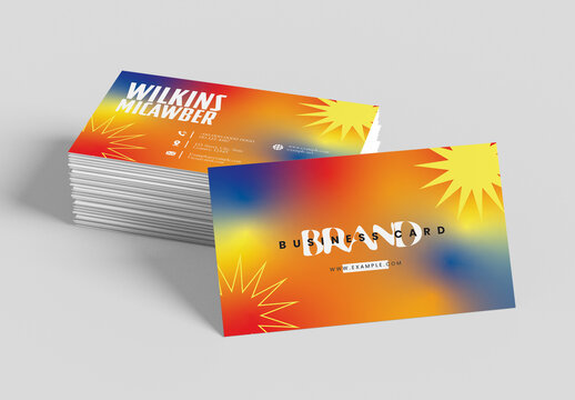 Colorful Gradient Business Card Template with Abstract Retro Modern Creative Design