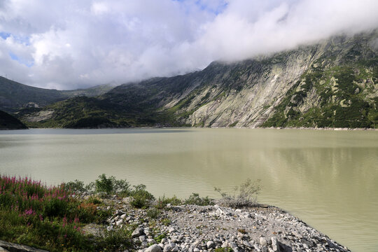 View of Lake R&auml;terichsboden in the Swiss Alps
