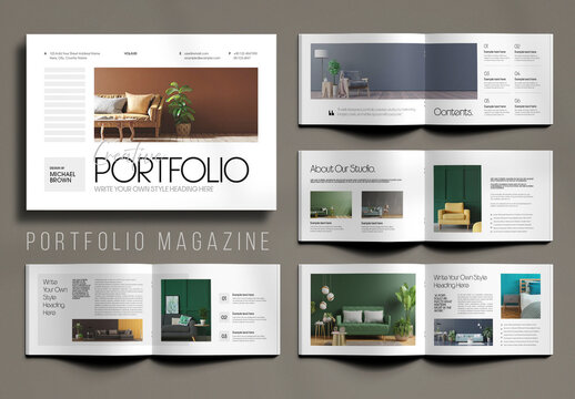 Modern Home Decoration Portfolio Magazine Template Layout