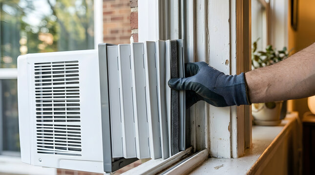 window air conditioner installation tips | installing foam insulation for ac unit | sealing window ac with foam strips | energy efficient home cooling setup | hvac maintenance for summer