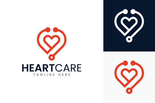 Line Art Heart Cross Healthcare Logo Template