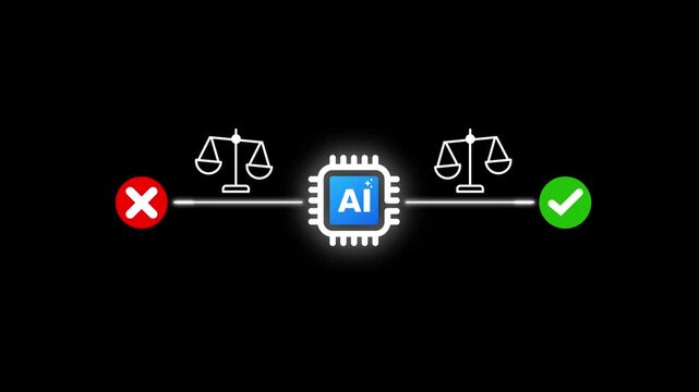 Ai decision validation and approval workflow concept with responsible artificial intelligence governance, ethical compliance.