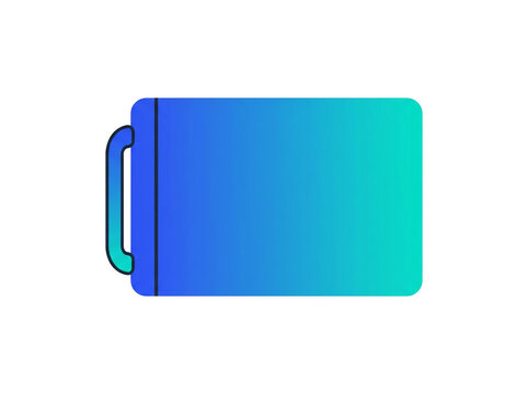 Minimalist digital icon featuring a sleek rectangular handle attachment with vibrant blue and green gradient colors designed for modern user interfaces and intuitive navigation elements in creative so