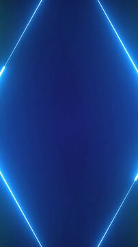 Neon blue diamond frame glowing light abstract background