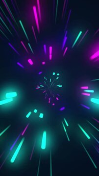 Neon light speed tunnel abstract motion background