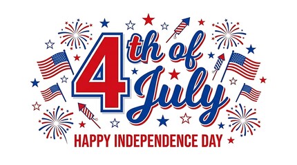 Obraz premium 4th of july independence day greeting card design isolated on white background