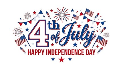 Obraz premium 4th of july independence day greeting card design isolated on white background