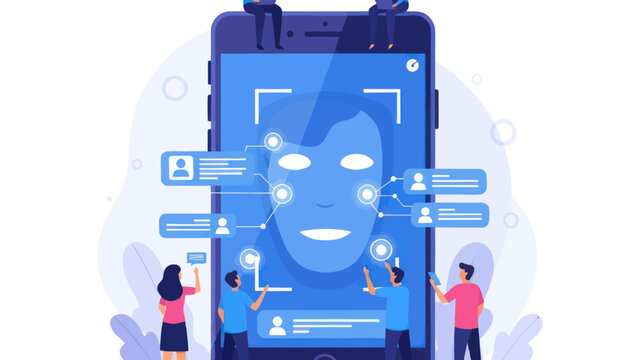 Facial Recognition Technology and Biometric Security Illustration