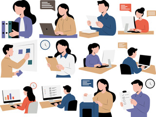 Fototapeta premium Handrawn Office Administration Illustration 