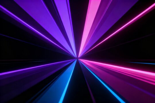 Vibrant Neon Light Rays in Black Background