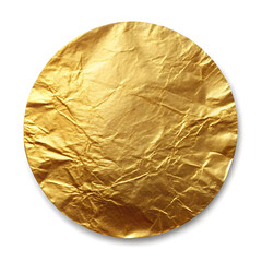 Fototapeta premium Gold foil texture circular shape isolated on white background