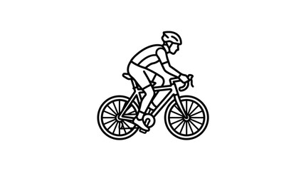 Fototapeta premium Minimalist cyclist riding road bicycle line art icon.