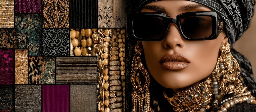 Illustration on the theme of fashion and materials, textures and lifestyle.