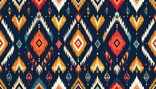 Vibrant Aztec Patterned Textile Design.