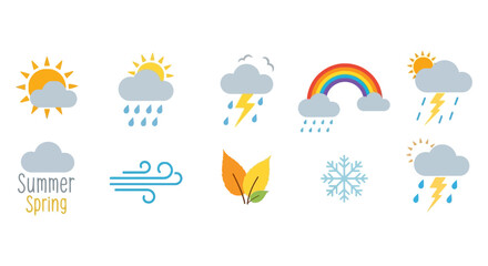 Fototapeta premium Weather and season forecast icons set