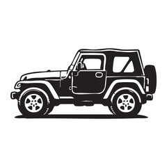Fototapeta premium Jeep Wrangler TJ Side View Silhouette Profile 4x4 Offroad Vector Graphic